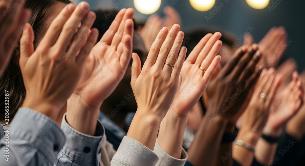 Fototapeta premium People clapping hands in a crowd