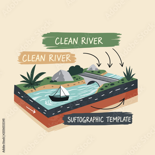 Clean River Ecosystem Template Design.