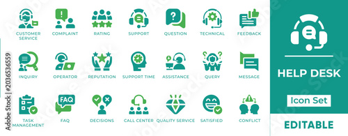 Foto Help Desk Customer Service Icon Set - Technical support, IT troubleshooting, cal