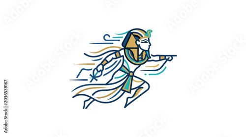 Obraz na płótnie Ancient Egyptian Pharaoh Warrior Running Fast.