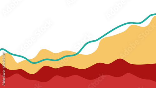 Konstfotografi Modern geometric background with earthy ochre and deep crimson flowing shapes