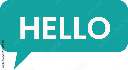 Tableau sur toile Teal speech bubble with hello text.