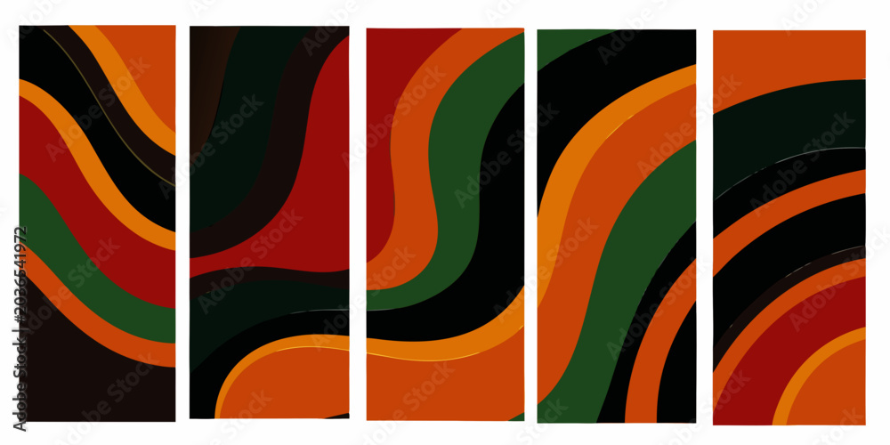 Obraz premium Wavy pattern arrangement vector illustration with red green and black tones