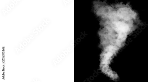 Bild auf Leinwand Atmospheric white smoke plume on black background, ethereal steam cloud texture,