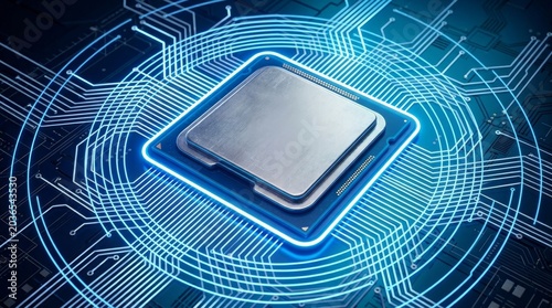 Central Computer Processor CPU, Quantum computer, data processing concept - 3d illustration
