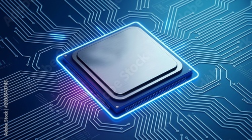 Central Computer Processor CPU, Quantum computer, data processing concept - 3d illustration