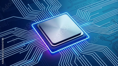 Central Computer Processor CPU, Quantum computer, data processing concept - 3d illustration