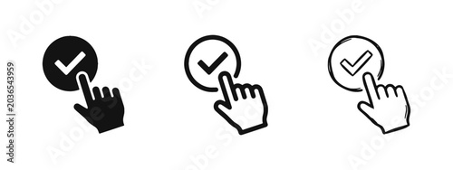 Tableau sur toile Hand Selecting Checkmark Icon Set - Solid, Outline, and Hand-Drawn Styles
