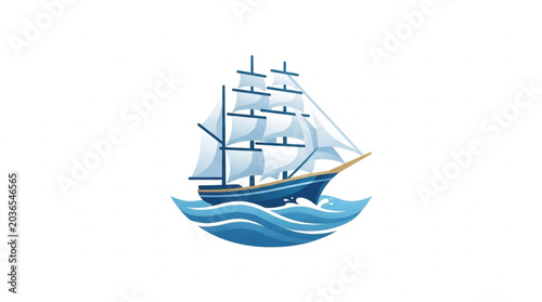 Konstfotografi A majestic tall ship sailing on blue ocean waves.