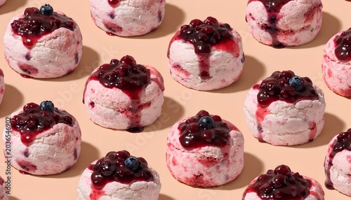 Sweet Berry Swirl Ice Cream Pints Topped With Dark Berry Compote and Fresh Blueberries