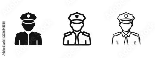 Photos Police Officer and Security Guard Icon Set
