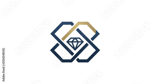 Fotografie Abstract Geometric Logo Design with Diamond Symbol.