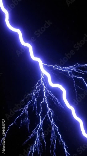 Electricity Lightning Bolt Strikes Dark.