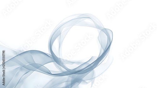 Delicate mist swirl forming abstract circular shape on bright white background minimalist style