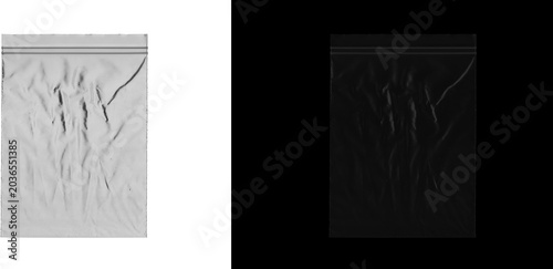 Foto Crumpled plastic bag texture, transparent polyethylene zip lock pouch, wrinkled