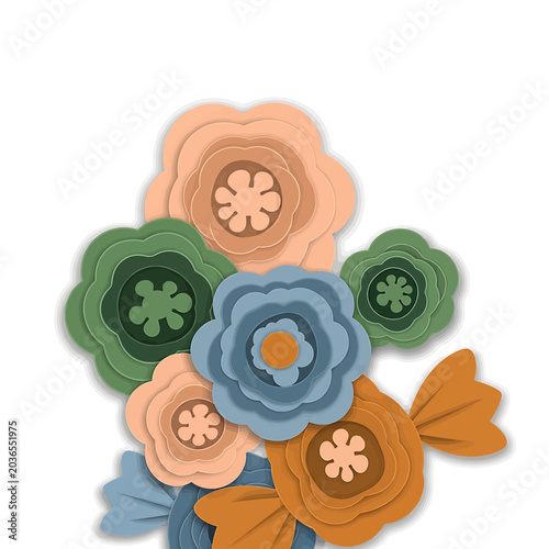 Colorful paper flowers bouquet decorative.