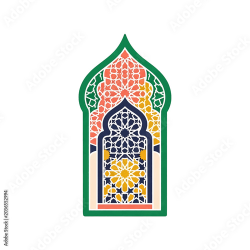 Colorful Islamic Archway Decorative Design Element.