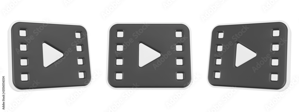 Fototapeta premium play movie icon 3D render.