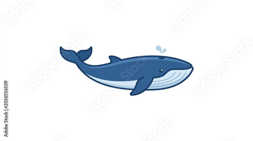 Bild auf Leinwand Blue whale illustration with water spout.