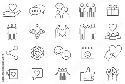 Schilderij op canvas Friendship icon set