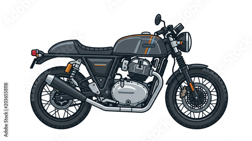 Bild auf Leinwand Classic Cafe Racer Motorcycle Side View Isolated on White Background