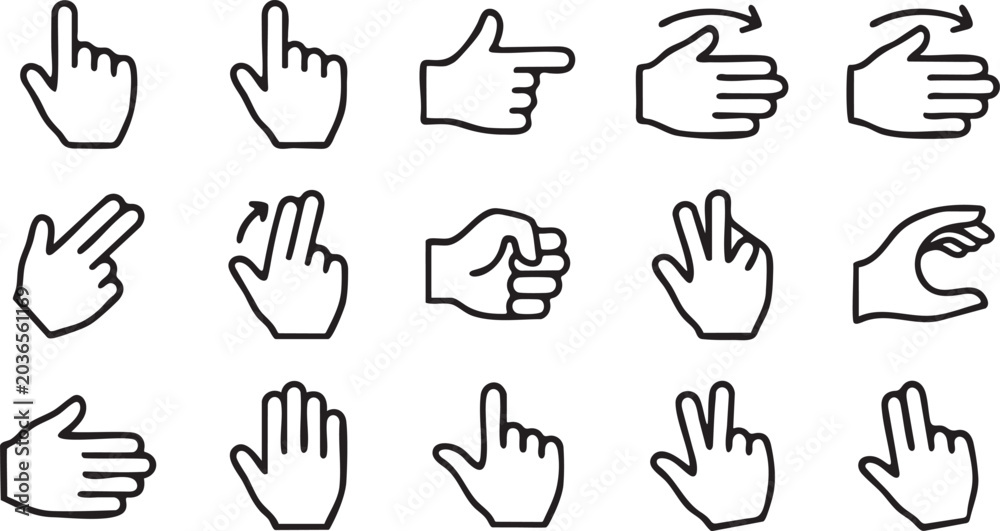 Fototapeta premium Hand gesture icons for user interface and navigation