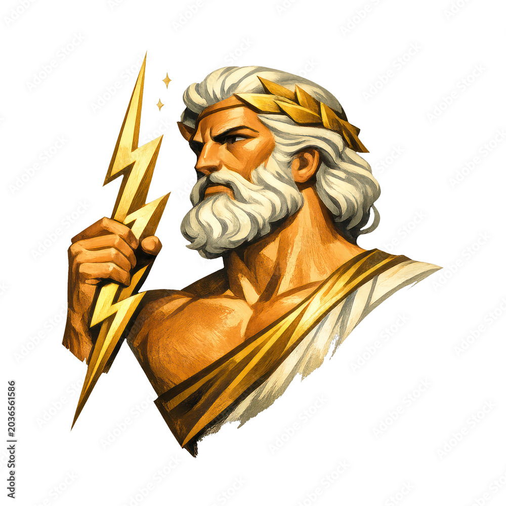 Obraz premium PNG Mythical god holding lightning