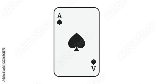 Ace of spades playing card flat vector illustration on white background