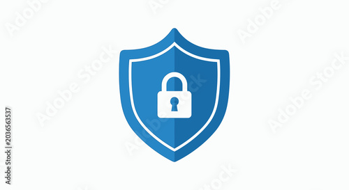 Photos Security shield with unlocked padlock icon flat vector illustration