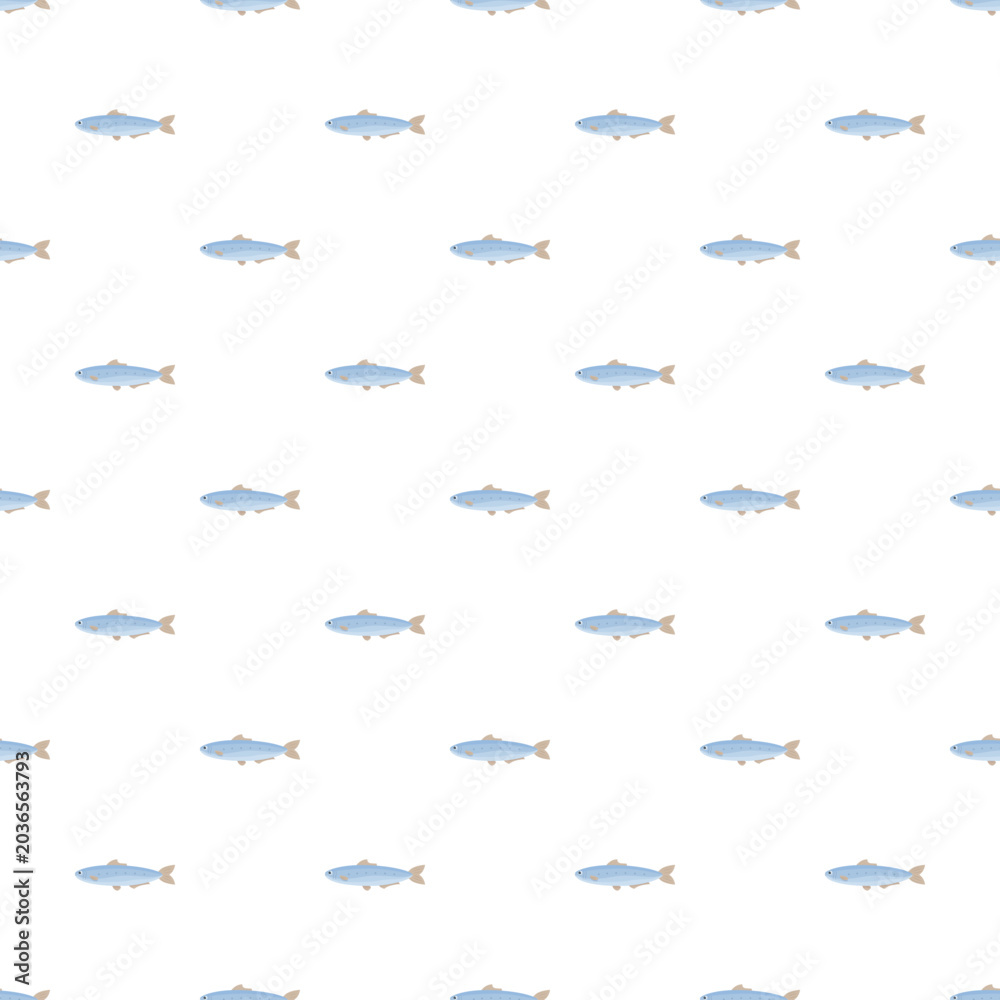 Fototapeta premium Small blue fish swimming in a repeating pattern, forming a aquatic background