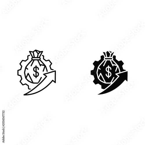 Dollar Sign Shield Protection Security Icon Vector Illustration Line Art