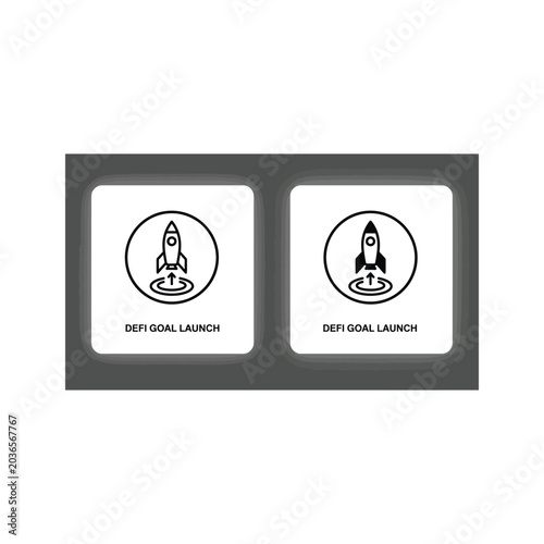 Rocket Ship Icons Set with Goal Launch Text