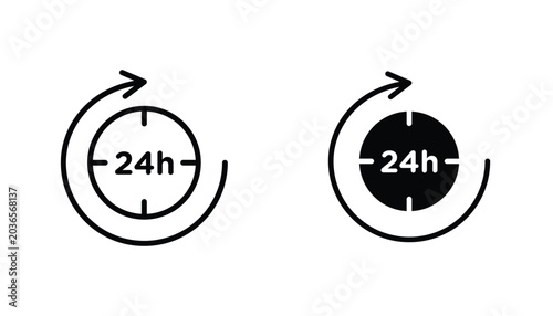 Photos 24 Hrs vecor icon set. Stock vector illustrator. EPS 10