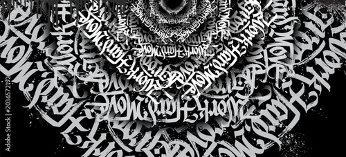 Calligraphy graffiti background. Abstract background in a grunge style with s...