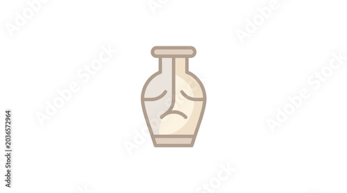 Фотография Ancient Greek Amphora Ceramic Vase with Sad Face.