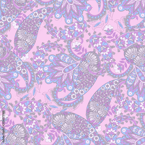 Vector textile print. Seamless Design for covers, fabrics, textiles, wrapping paper. Vector pattern Paisley Indian motifs and decorative floral elements