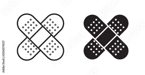 Band aid icon vector design illustrations. line and solid styles