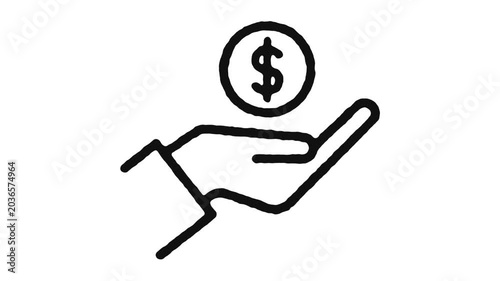 Money Donation Hand Drawn Icon Animation
