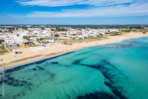 Obraz na płótnie The Campomarino di Maruggio Beach drone view in Italy