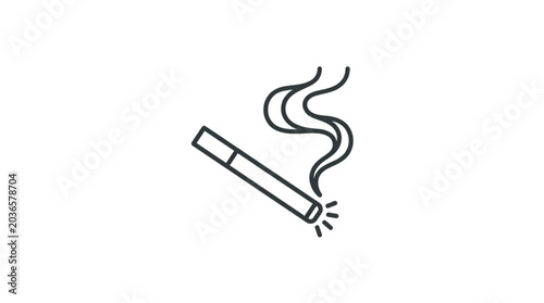 Cuadro en lienzo Cigarette with smoke line art illustration.