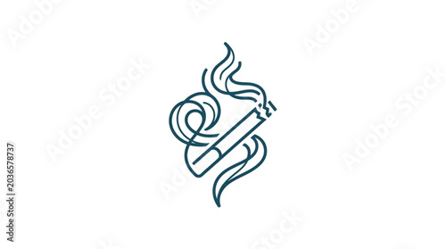 Foto Cigarette with smoke stylized drawing.
