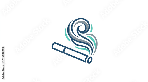 Schilderij op canvas Cigarette with swirling smoke illustration.