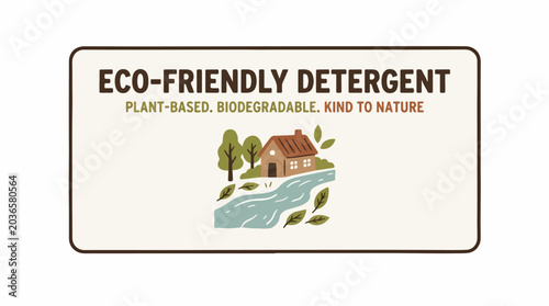 фотографія Eco friendly biodegradable detergent product label.