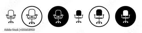 Office chair icon filled flat and line versions