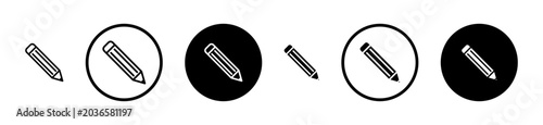 Pencil icon filled flat and line versions
