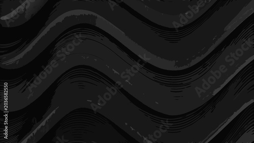 Photos Wavy lines form an abstract monochromatic background in a dark gray vector illus