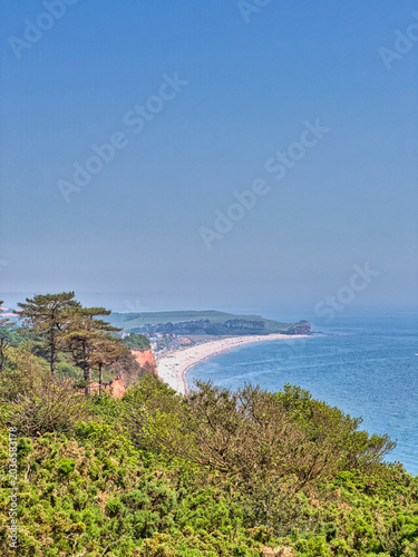 Coastal Beach and Sea Between Exmouth and Budleigh Salterton Devon England
