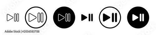 Foto Play pause icon filled flat and line versions