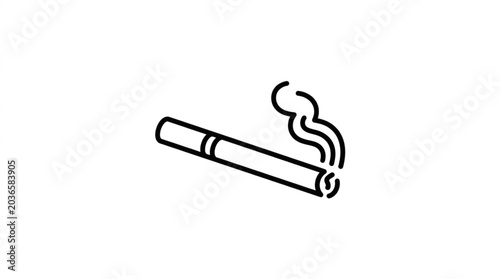 Bild auf Leinwand Cigarette with smoke line art illustration.