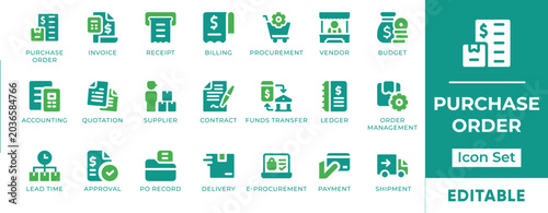 Foto Purchase Order, Procurement, Supply Chain and Billing Vector Icon Set